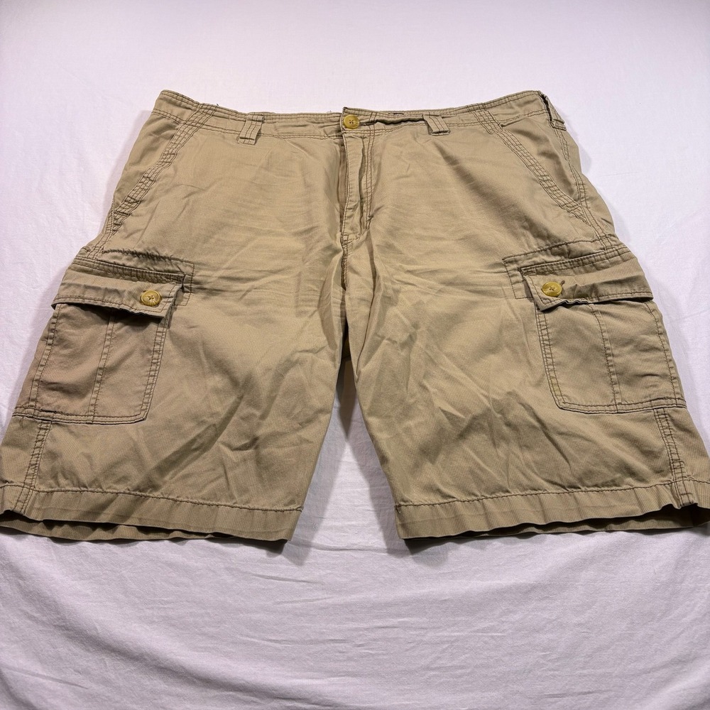 WearFirst Khaki Cargo Shorts Mens Size 40 Cotton Flat‎ Front Classic Fit
